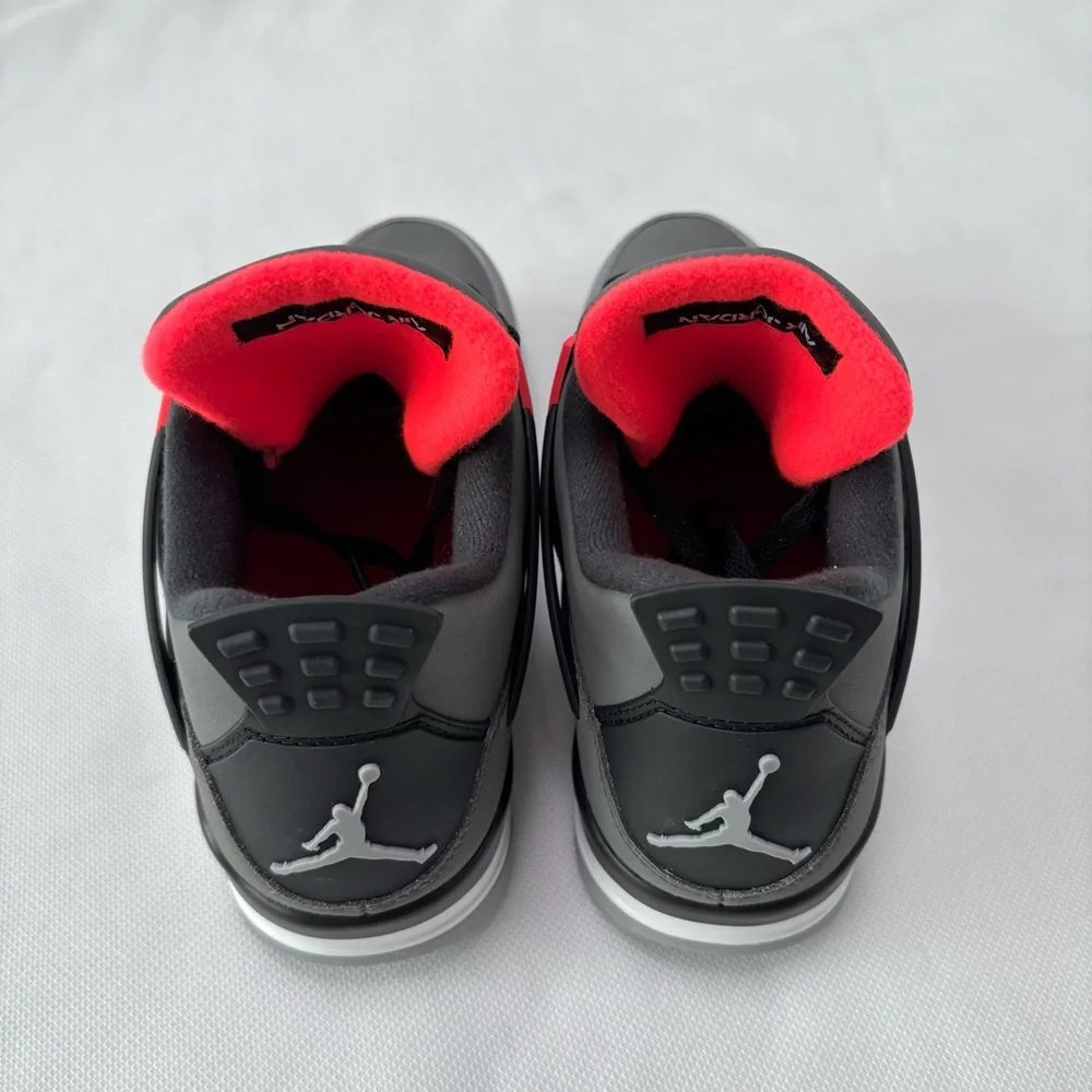 Jordan 4 Retro Infrared-Men’s Athletic Shoes in Gray, Black and Red - Picture 6 of 8
